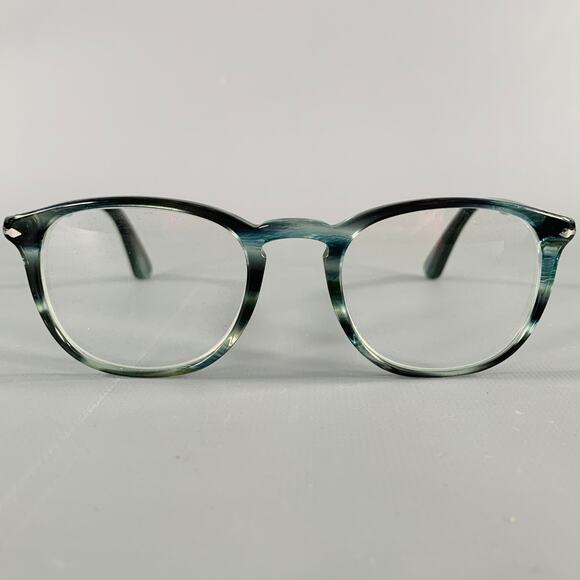 PERSOL Blue Grey Marbled Acetate Eyeglasses Frames - Picture 1 of 8